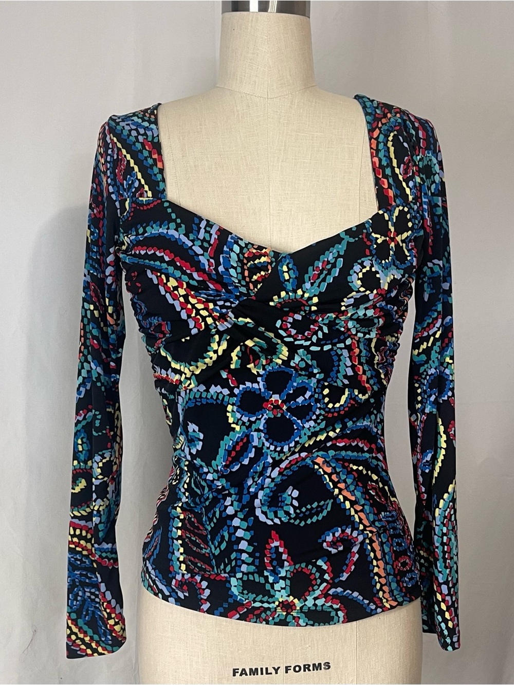 Women’s Bisou Bisou scoop neck top blouse club grannycore blue size Small